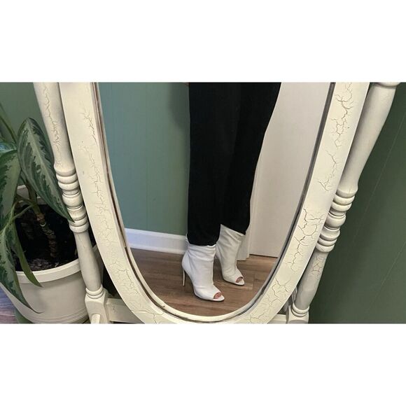 Burberry Italy White Leather Peep Toe Slouch Booties Stiletto Heels - Picture 15 of 15